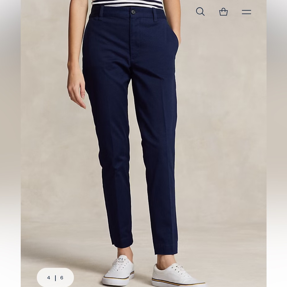 Polo Ralph Lauren cropped slim fit twill chino trousers size 12